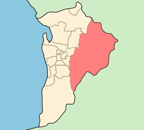 Map of Adelaide highlighting the Adelaide Hills LGA