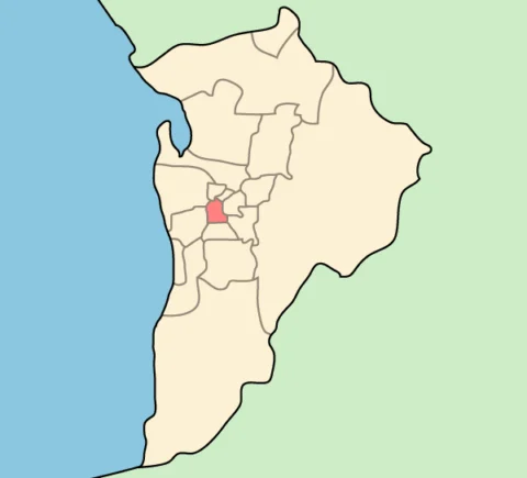 Map of Adelaide highlighting the Adelaide LGA