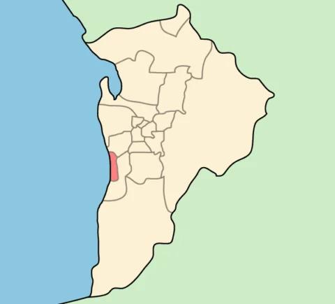 Map of Adelaide highlighting the Holdfast Bay LGA